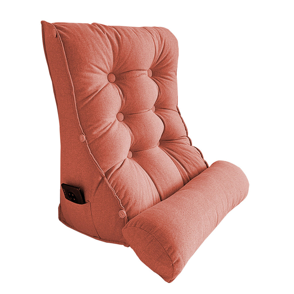 SOGA 45cm Peach Triangular Wedge Lumbar Pillow Headboard Backrest Sofa Bed Cushion Home Decor