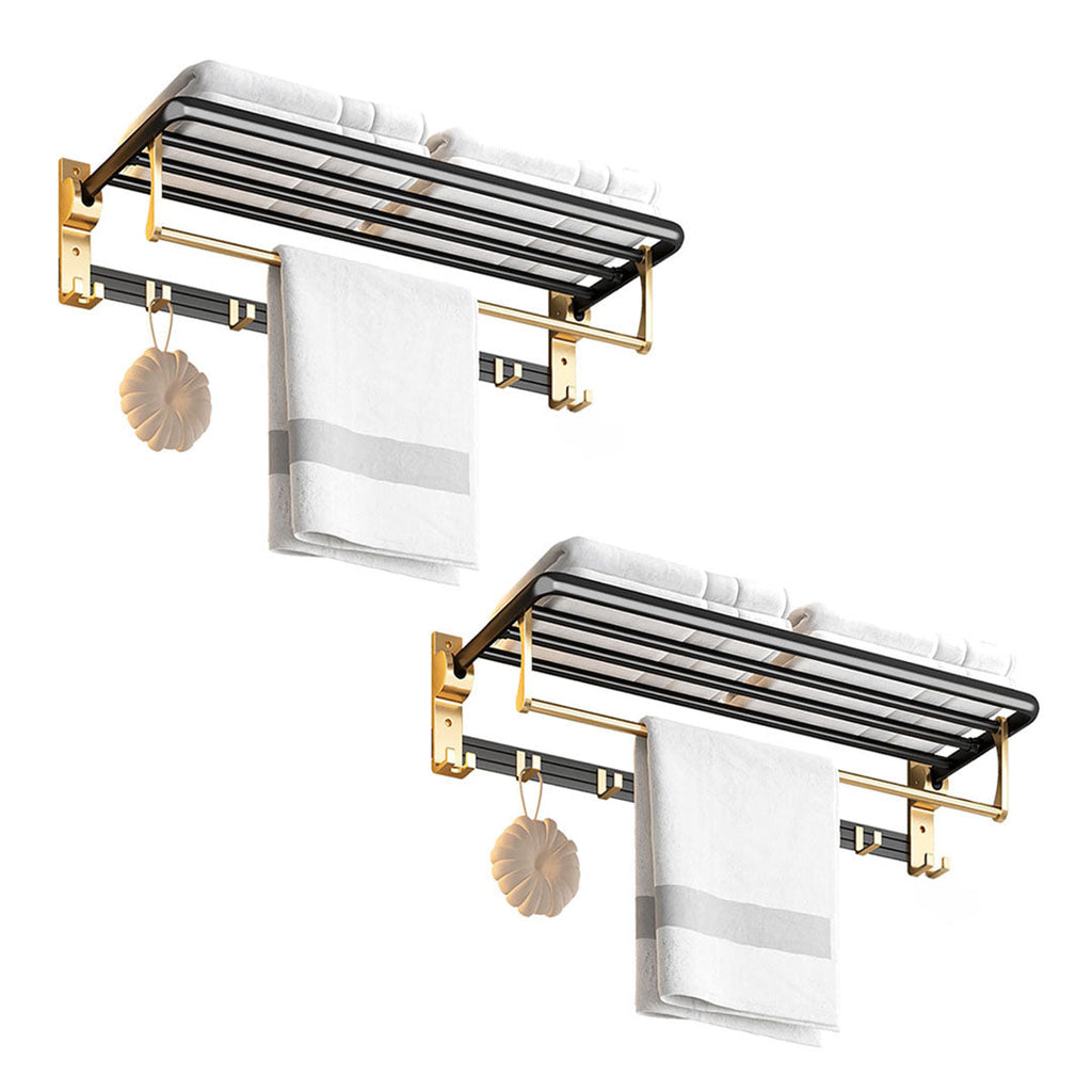 SOGA 2X 63cm Wall-Mounted Double Pole Towel Holder Bathroom Organiser Rail Hanger with Hooks $ 193.90