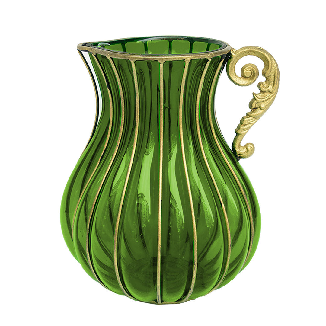 SOGA Green European Colored Glass Home Decor Jar Flower Vase with Metal Handle $ 122.50