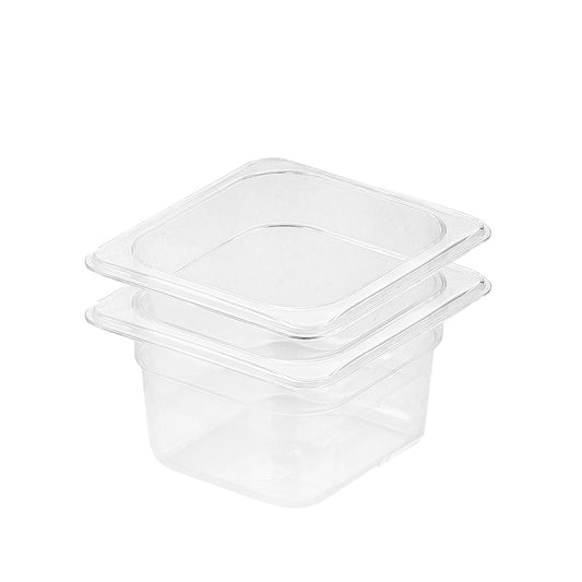 SOGA 100mm Clear Gastronorm GN Pan 1/6 Food Tray Storage Bundle of 2