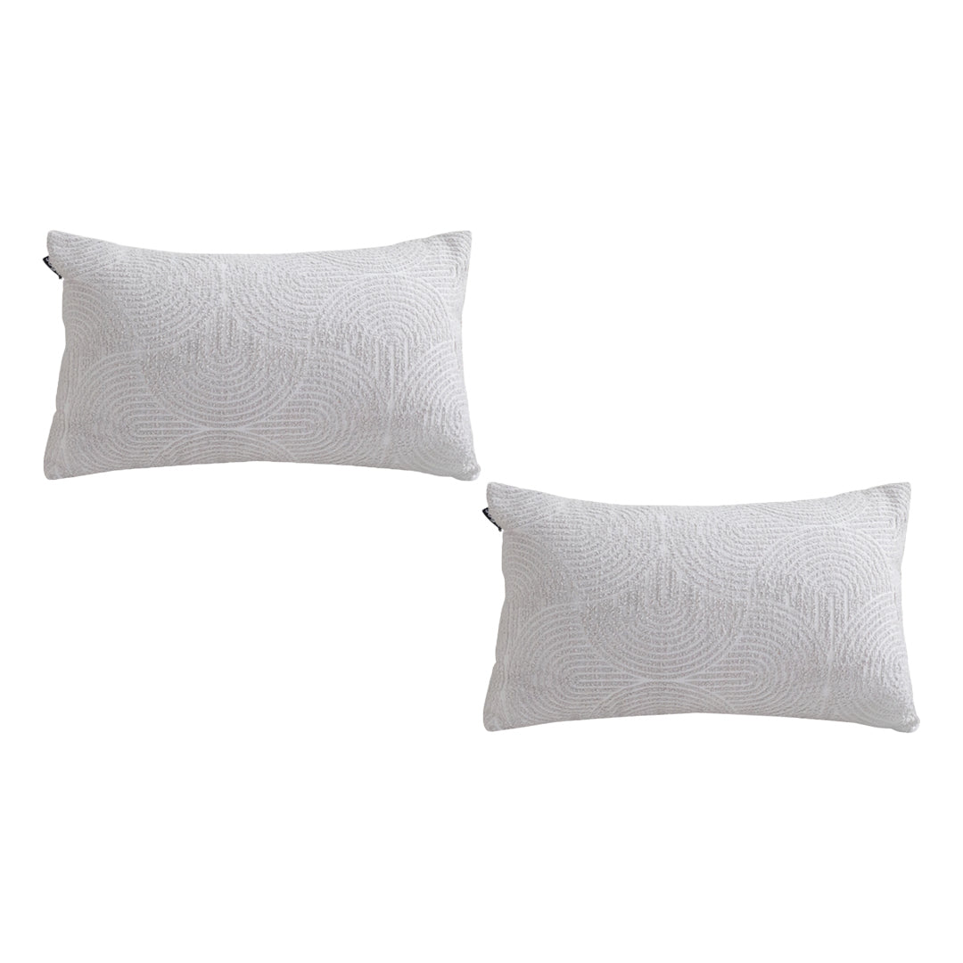 SOGA 2X 35cm Throw Pillow Beige Gray Lumbar Embroidered Decorative Cover Stitch for Home Decor
