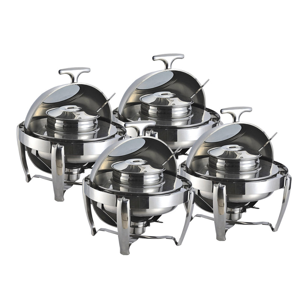 SOGA 4X 6.5L Stainless Steel Round Soup Tureen Bowl Station Roll Top Buffet Chafing Dish Catering Chafer Food Warmer Server $ 1013.50