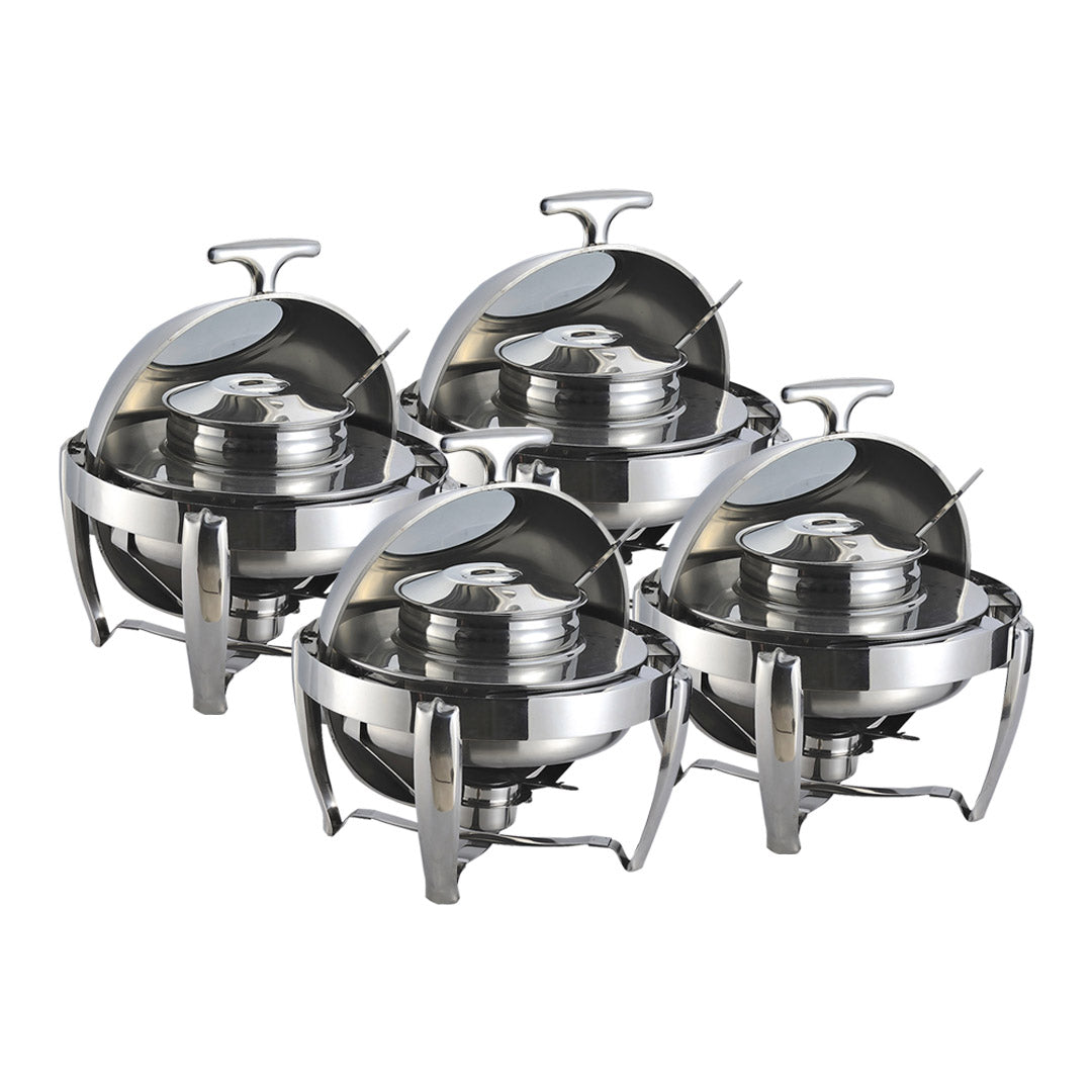 SOGA 4X 6.5L Stainless Steel Round Soup Tureen Bowl Station Roll Top Buffet Chafing Dish Catering Chafer Food Warmer Server $ 1013.50