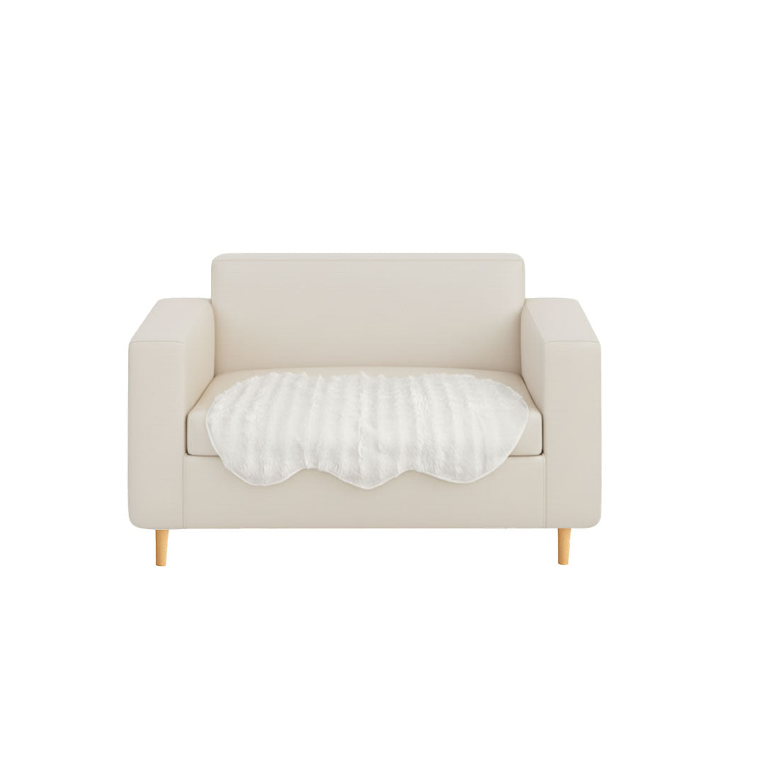 SOGA One-seater White Faux Fur Throw Blanket 90x90cm Polyester