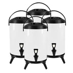 SOGA 4X 16L Stainless Steel Insulated Milk Tea Barrel Hot and Cold Beverage Dispenser Container with Faucet White