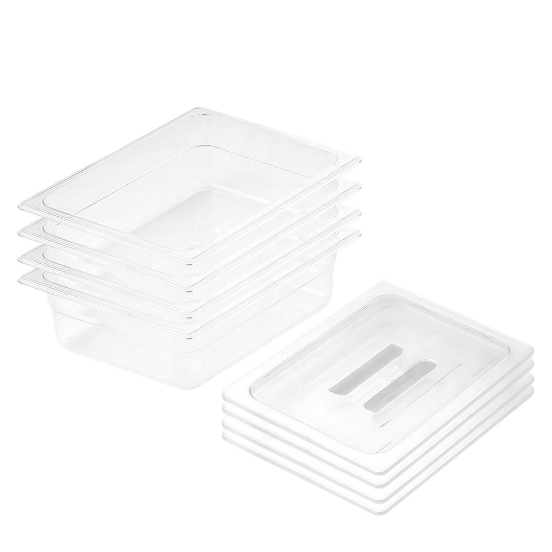 SOGA 150mm Clear Gastronorm GN Pan 1/2 Food Tray Storage Bundle of 4 with Lid $ 167.50