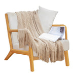 SOGA Beige Diamond Pattern Knitted Throw Blanket Warm Cozy Woven Cover Couch Bed Sofa Home Decor with Tassels $ 71.50