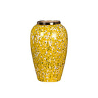 SOGA 30x19cm Yellow with White Mini Floral Medium Ceramic Flower Vase Elegant Living Room Home Decor