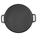 SOGA 30cm Round Cast Iron Ribbed BBQ Pan Skillet Steak Sizzle Platter with Handle $ 63.50