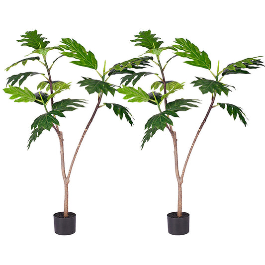 SOGA 2X 120cm Artificial Natural Green Split-Leaf Philodendron Tree Fake Tropical Indoor Plant Home Office Decor