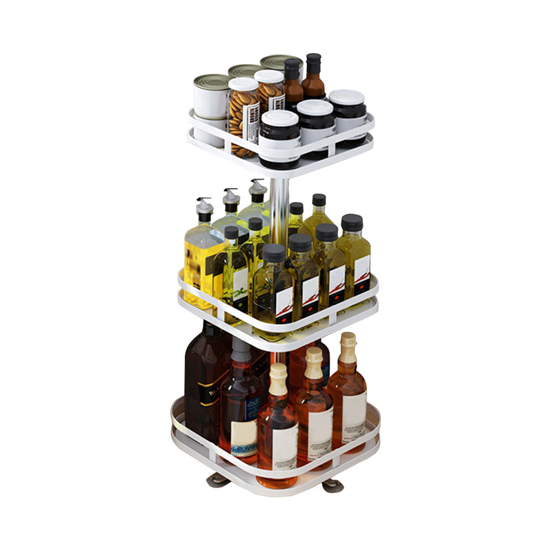 SOGA 3 Tier Steel White Square Rotating Multi-Function Kitchen Portable Storage Spice Seasoning Kitchen Countertop Organiser Shelf $ 47.90