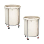 SOGA 2X Stainless Steel Commercial Round Soiled Linen Laundry Trolley Cart with Wheels White