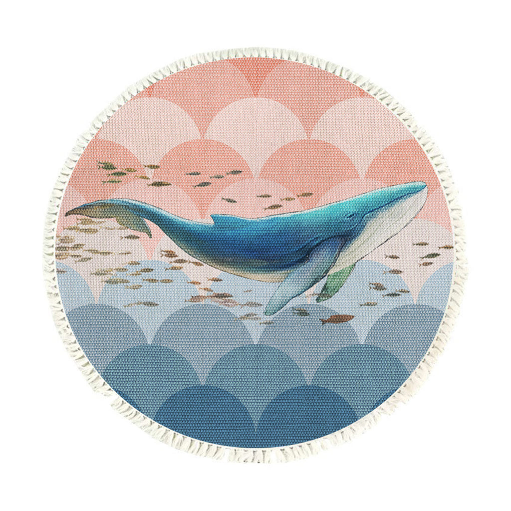 SOGA 120cm Round Tassels Whale Print Area Rugs Home Decor $ 73.50