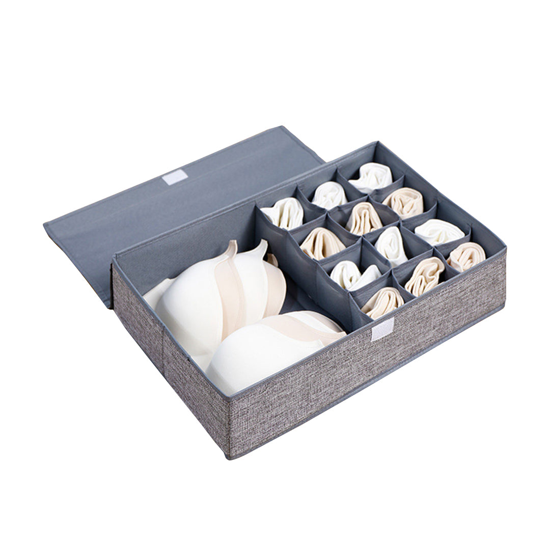 SOGA Grey Flip Top Underwear Storage Box Foldable Wardrobe Partition Drawer Home Organiser $ 31.50