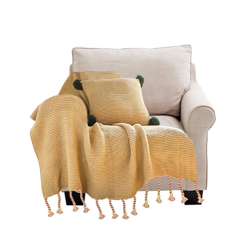 SOGA Coffee Tassel Fringe Knitting Blanket Warm Cozy Woven Cover Couch Bed Sofa Home Decor $ 111.50