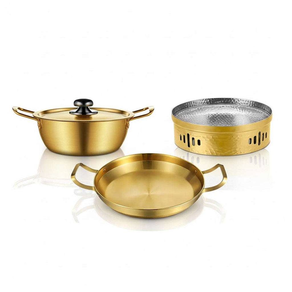 SOGA Kitchenware Bundle – Gold & Yellow Dry Pots and Ramen Pot for Stylish Kitchen Cooking $ 153