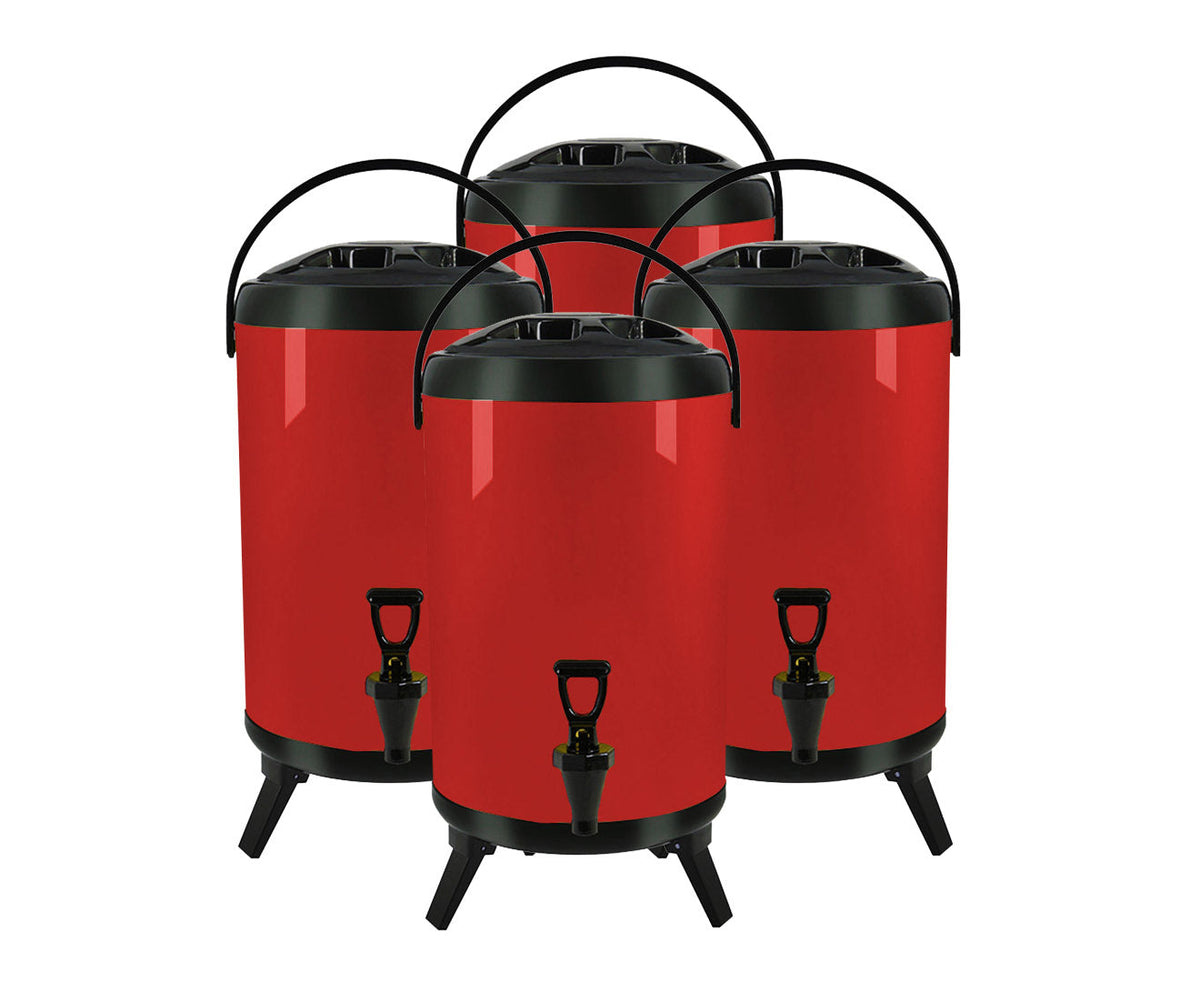 SOGA 4X 12L Stainless Steel Insulated Milk Tea Barrel Hot and Cold Beverage Dispenser Container with Faucet Red $ 358.90