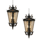 Vintage Lamp 2X 60.3cm Aluminum & Glass Lantern Elegant Chandelier Style Classic Hanging Light Antique-Inspired Design $ 1099.50