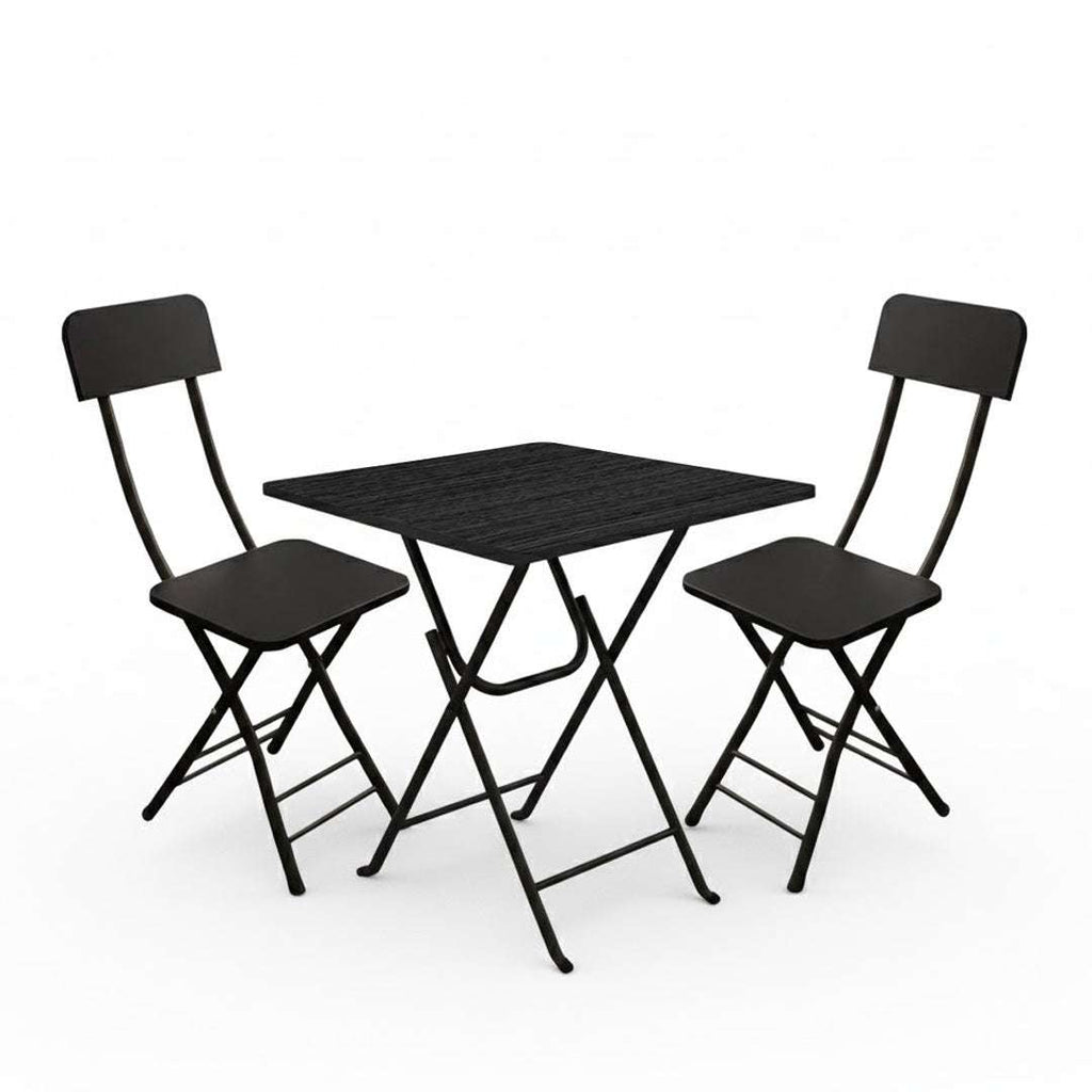 SOGA Home & Living Bundle – Black Folding Dining Table & 2 Foldable Chairs for Home Decor $ 0