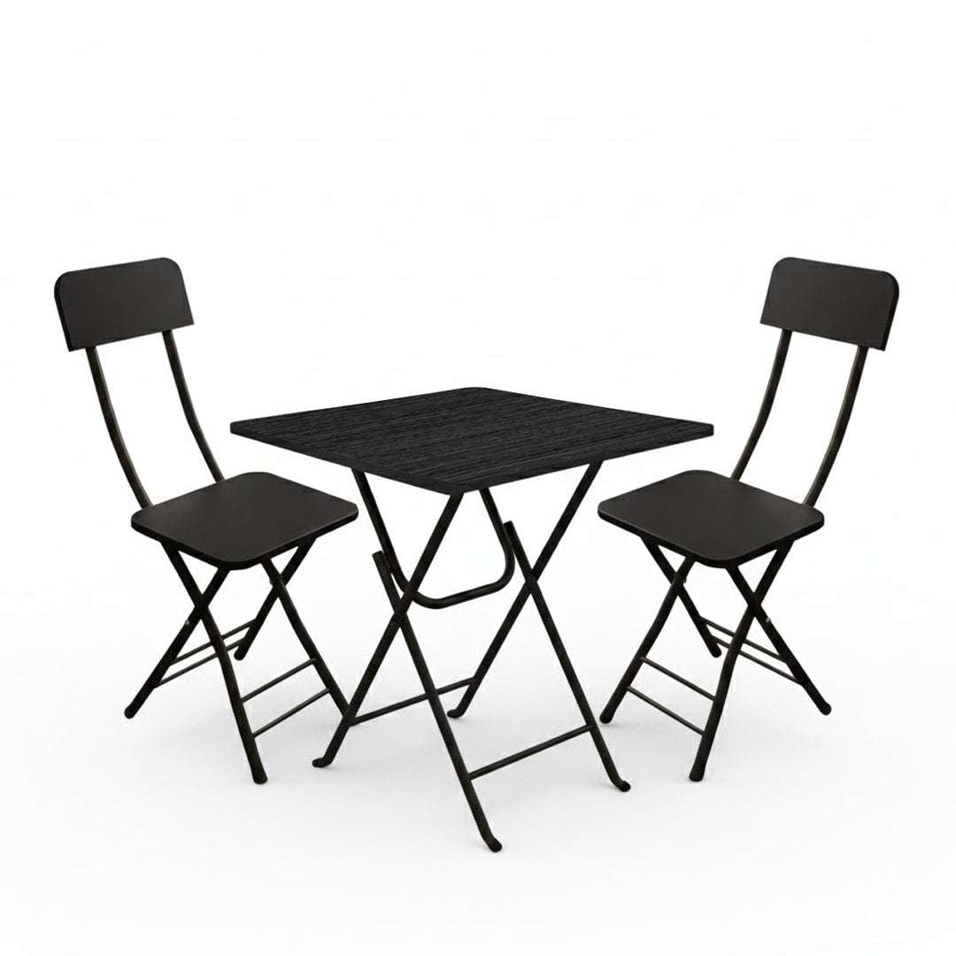 SOGA Home & Living Bundle – Black Folding Dining Table & 2 Foldable Chairs for Home Decor $ 0