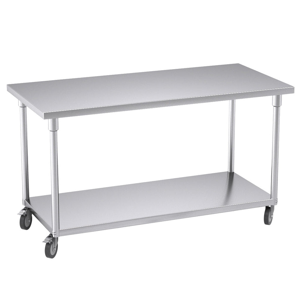 SOGA 150cm Commercial Catering Kitchen Stainless Steel Prep Work Bench Table with Wheels $ 813.50