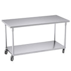 SOGA 150cm Commercial Catering Kitchen Stainless Steel Prep Work Bench Table with Wheels $ 813.50
