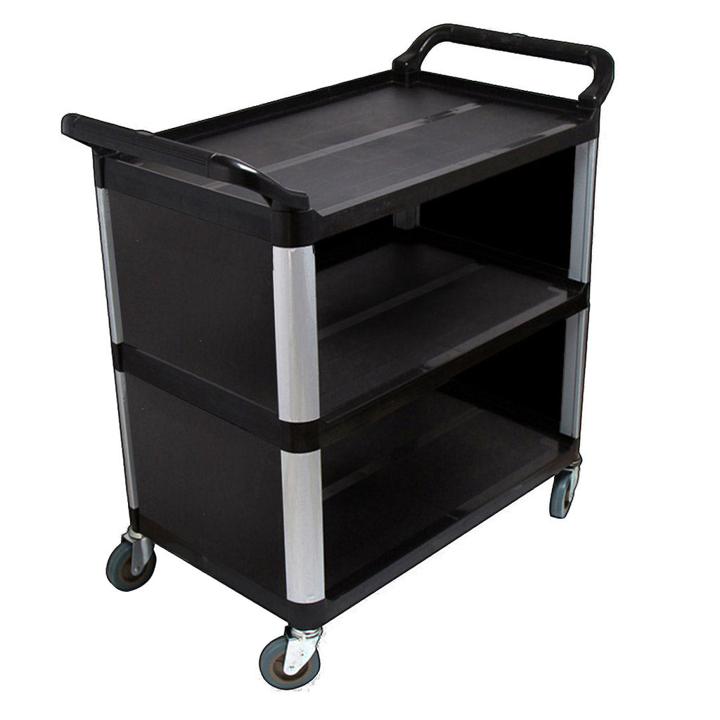 SOGA 3 Tier Covered Food Trolley Food Waste Cart Storage Mechanic Kitchen Black $ 268.90