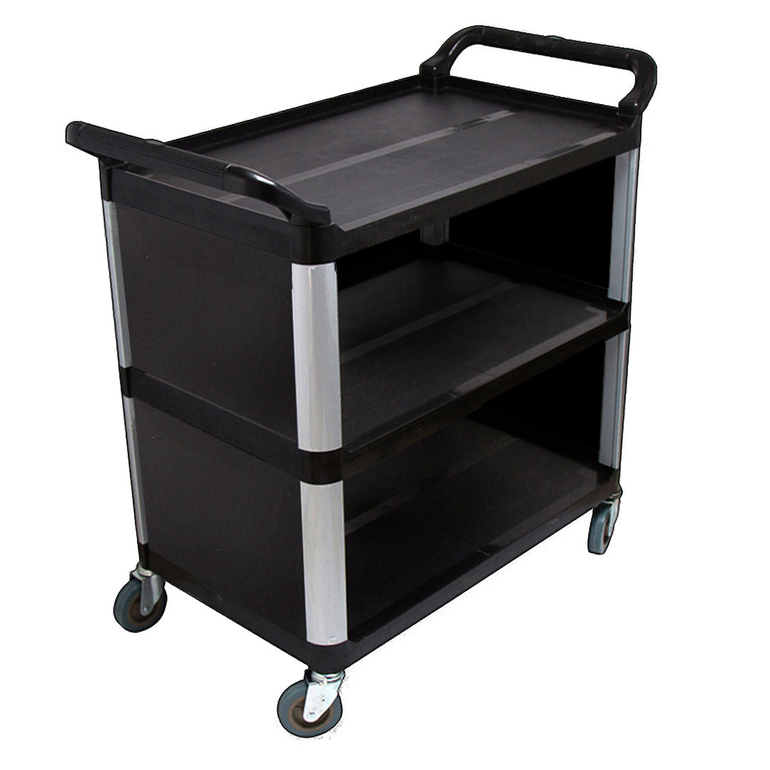 SOGA 3 Tier Covered Food Trolley Food Waste Cart Storage Mechanic Kitchen Black $ 268.90