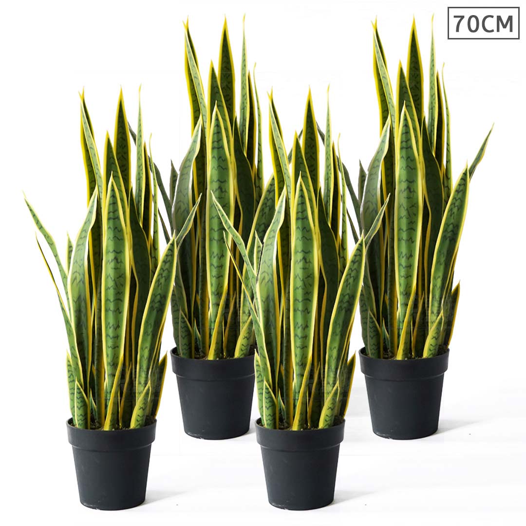 SOGA 4X 70cm Artificial Indoor Yellow Edge Tiger Piran Fake Decoration Tree Flower Pot Plant $ 379.90