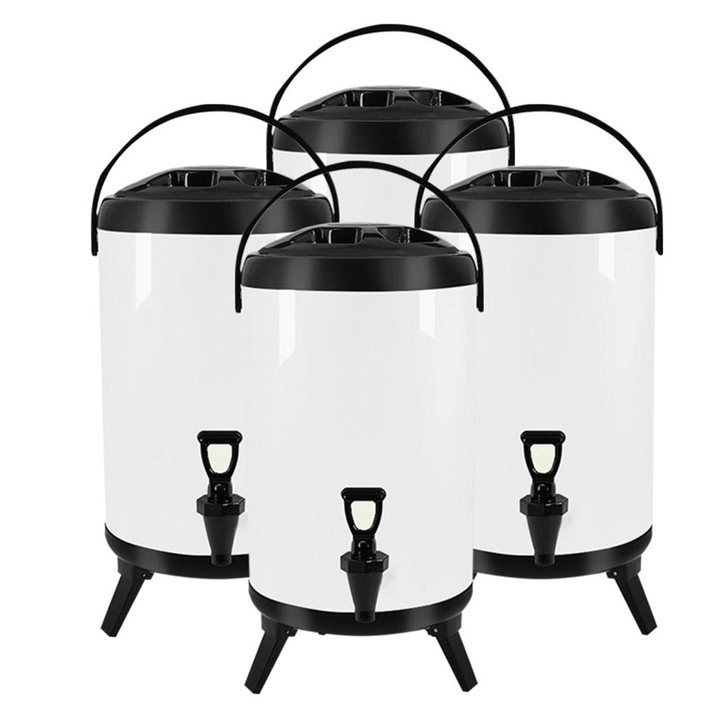 SOGA 4X 12L Stainless Steel Insulated Milk Tea Barrel Hot and Cold Beverage Dispenser Container with Faucet White $ 358.90
