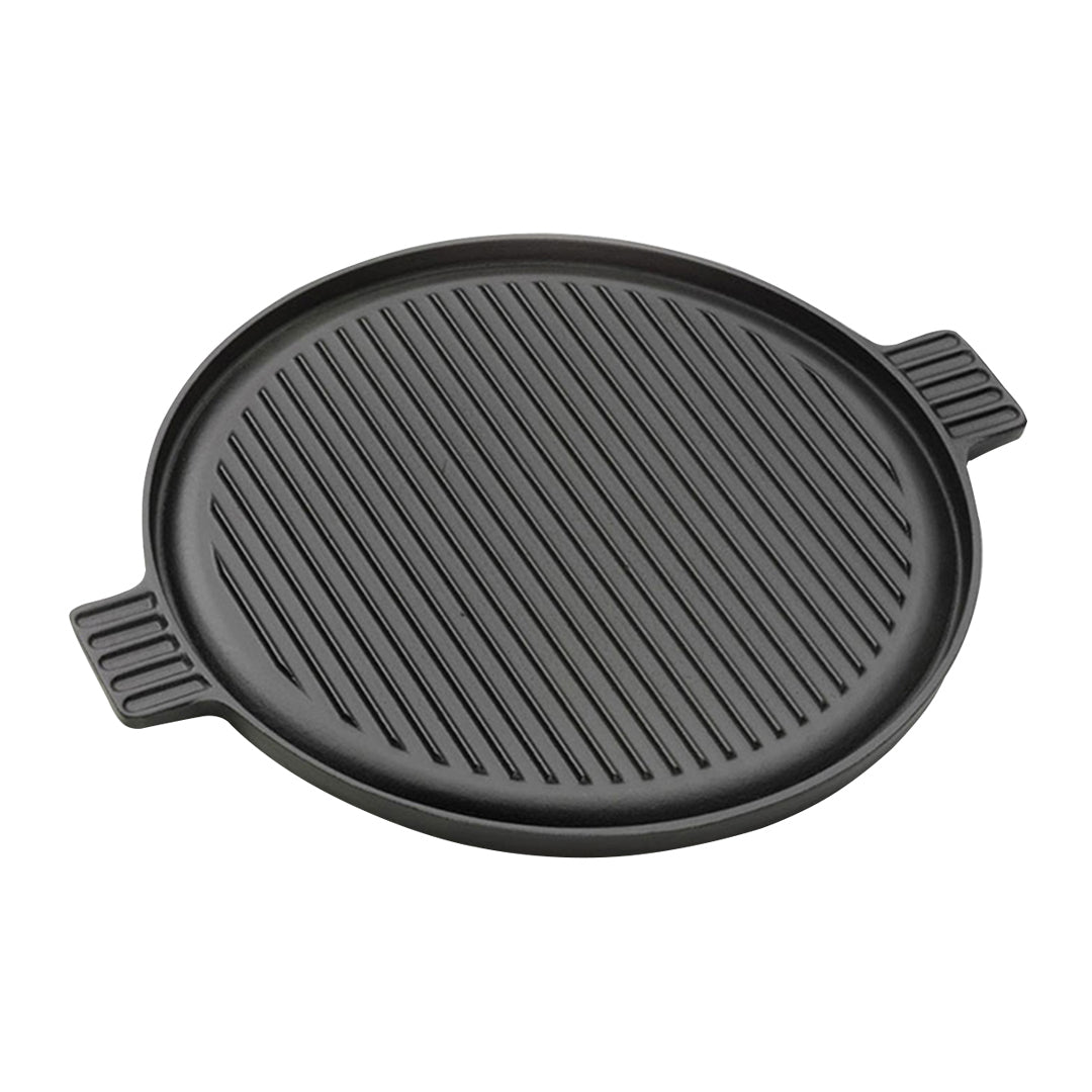 SOGA 43cm Round Ribbed Cast Iron Frying Pan Skillet Steak Sizzle Platter with Handle $ 72.50