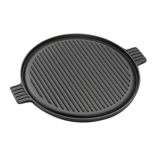 SOGA 43cm Round Ribbed Cast Iron Frying Pan Skillet Steak Sizzle Platter with Handle $ 72.50