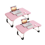 SOGA 2X Pink Portable Bed Table Adjustable Foldable Bed Sofa Study Table Laptop Mini Desk with Notebook Stand Card Slot Holder Home Decor $ 83.90