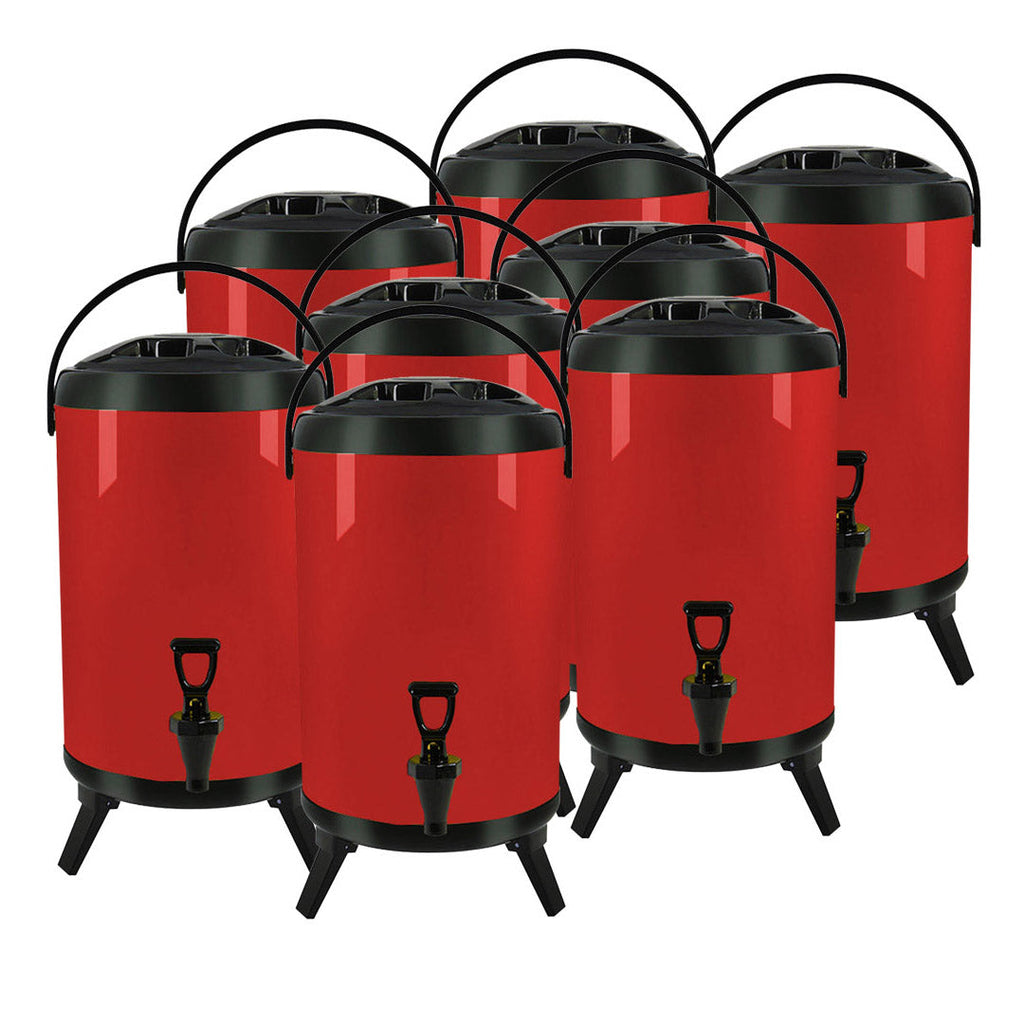 SOGA 8X 14L Stainless Steel Insulated Milk Tea Barrel Hot and Cold Beverage Dispenser Container with Faucet Red $ 743.50