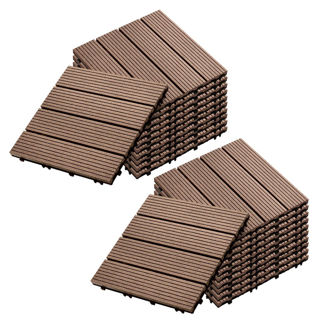 SOGA 2X 11 pcs Light Chocolate DIY Wooden Composite Decking Tiles Garden Outdoor Backyard Flooring Home Decor $ 215.50