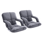 SOGA 2X Foldable Lounge Cushion Adjustable Floor Lazy Recliner Chair with Armrest Grey $ 175.90
