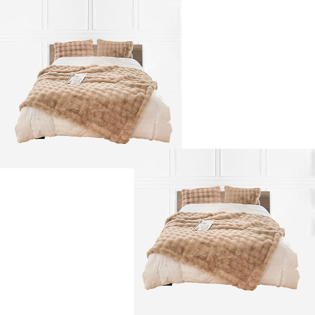 SOGA 2X 200cm Light Camel Fur Fuzzy Super Soft and Cozy Fluffy Throw Blanket $ 315.50