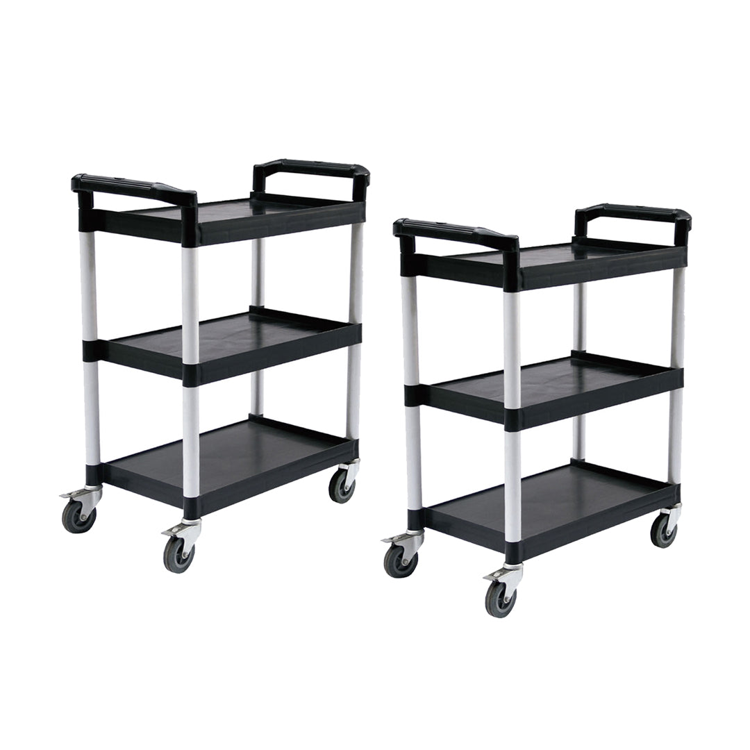 SOGA 2X 3 Tier Food Trolley Portable Kitchen Cart Multifunctional Big Utility Service with wheels 830x420x950mm Black $ 345.50