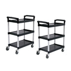 SOGA 2X 3 Tier Food Trolley Portable Kitchen Cart Multifunctional Big Utility Service with wheels 830x420x950mm Black $ 345.50