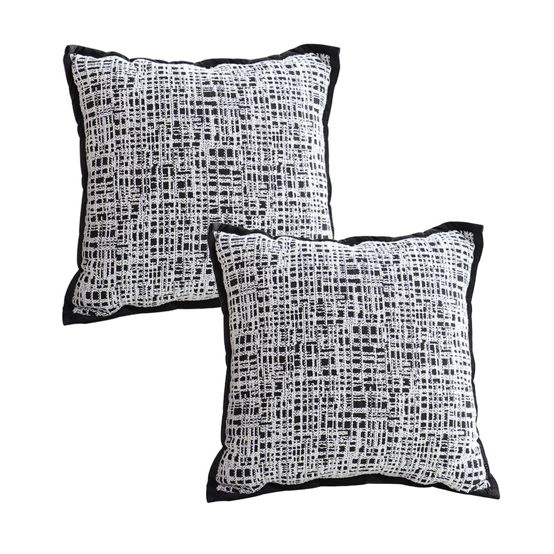 SOGA 2X 45cm Vintage Leopard Print Sofa Black & White Grid Wide Edge Square Throw Pillow $ 107.90