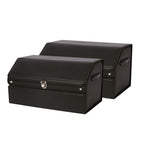 SOGA 2X 60cm Leather Car Boot Collapsible Foldable Trunk Cargo Organizer Portable Storage Box with Lock Black $ 163.90