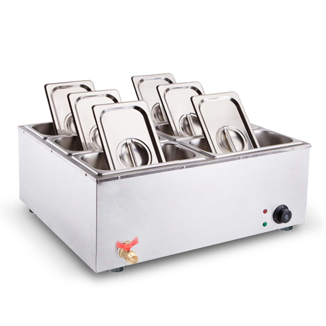 SOGA Stainless Steel 6 X 1/3 GN Pan Electric Bain-Marie Food Warmer with Lid $ 522.50