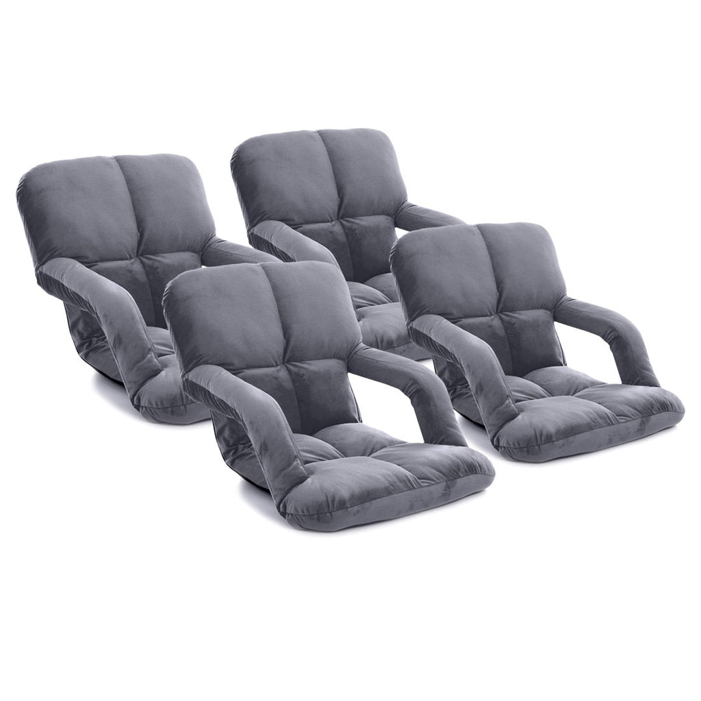 SOGA 4X Foldable Lounge Cushion Adjustable Floor Lazy Recliner Chair with Armrest Grey $ 344.50