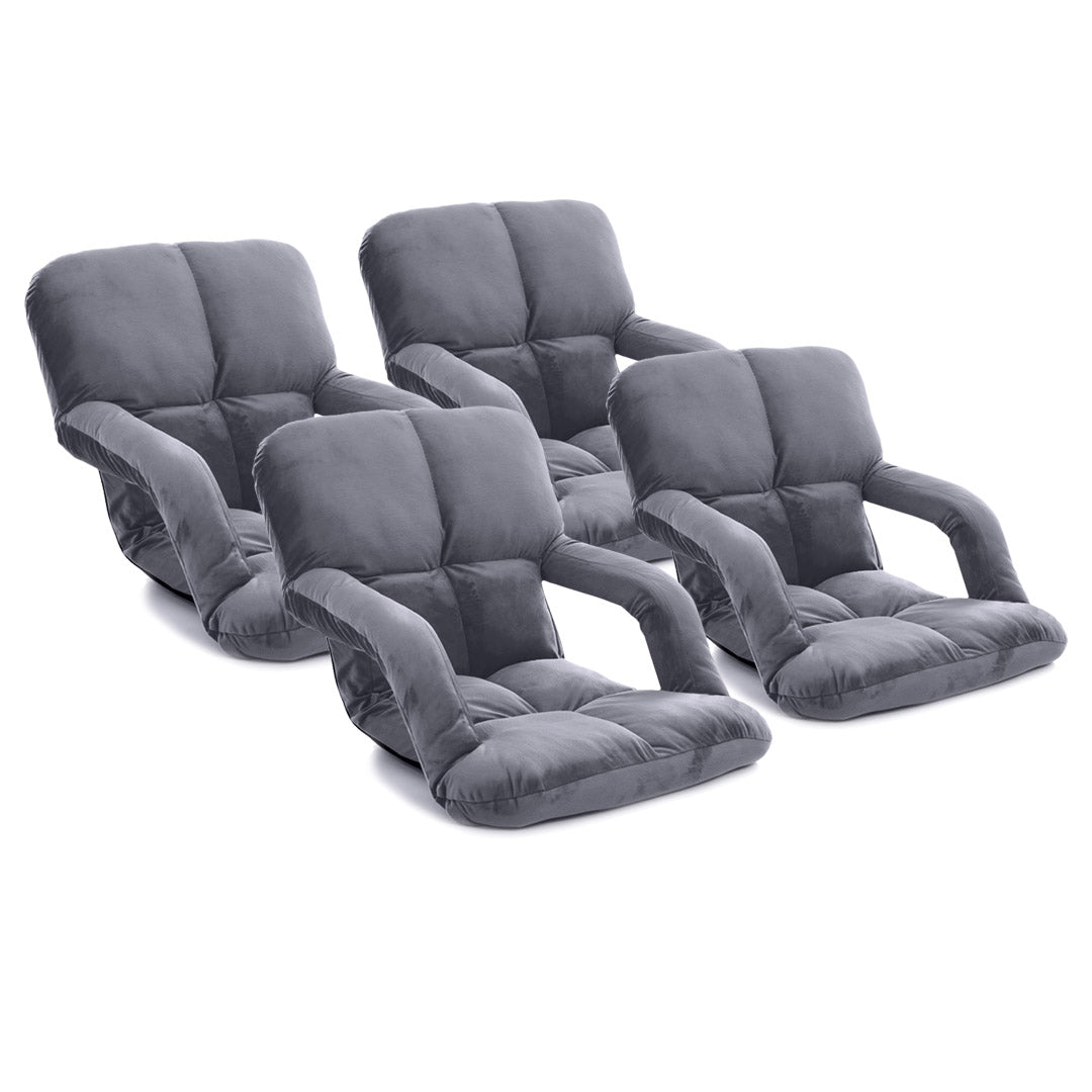 SOGA 4X Foldable Lounge Cushion Adjustable Floor Lazy Recliner Chair with Armrest Grey $ 344.50