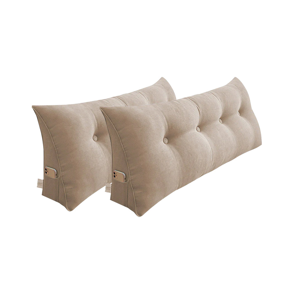 SOGA 2X 120cm Beige Triangular Wedge Bed Pillow Headboard Backrest Bedside Tatami Cushion Home Decor