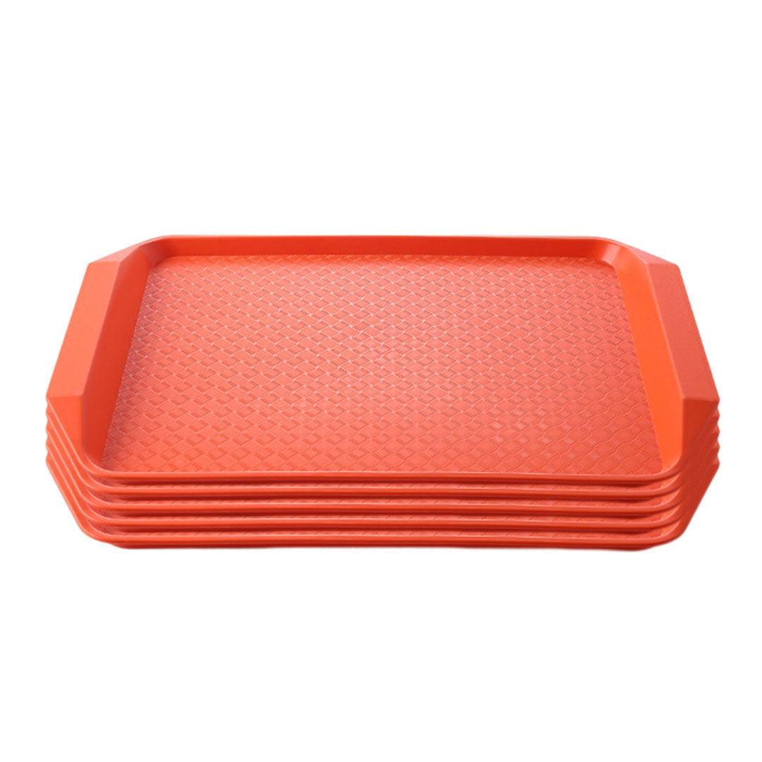 SOGA Rectangular Serving Tray Heavy Duty Waterproof Stackable Plastic Food Snack Pan Set of 5 Orange $ 91.50