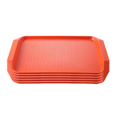 SOGA Rectangular Serving Tray Heavy Duty Waterproof Stackable Plastic Food Snack Pan Set of 5 Orange $ 91.50