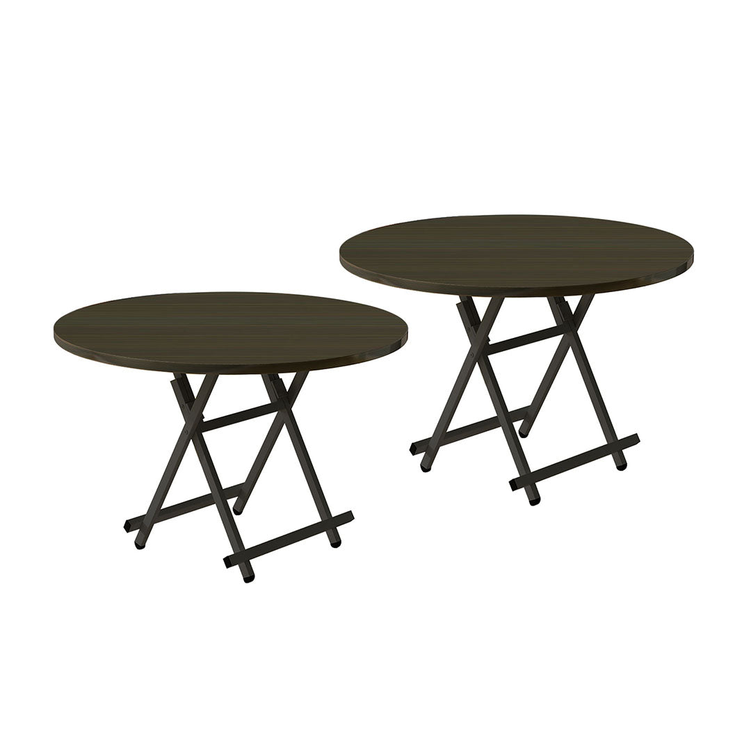 SOGA 2X Black Dining Table Portable Round Surface Space Saving Folding Desk Home Decor $ 161.90