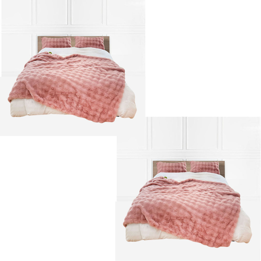 SOGA 2X 200cm Pink Fur Fuzzy Super Soft and Cozy Fluffy Throw Blanket $ 315.50