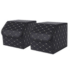 SOGA 2X Leather Car Boot Collapsible Foldable Trunk Cargo Organizer Portable Storage Box Black/Gold Stitch Small $ 75.50